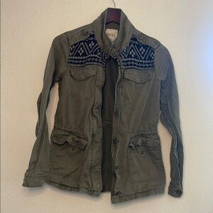 MUDD Green Utility Jacket with Geometric Detailing